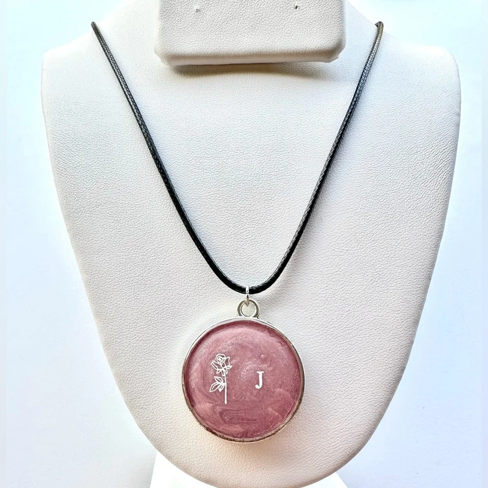 Handmade Initial Resin Pendant Necklace | Resin Pendant | Resin Jewelry